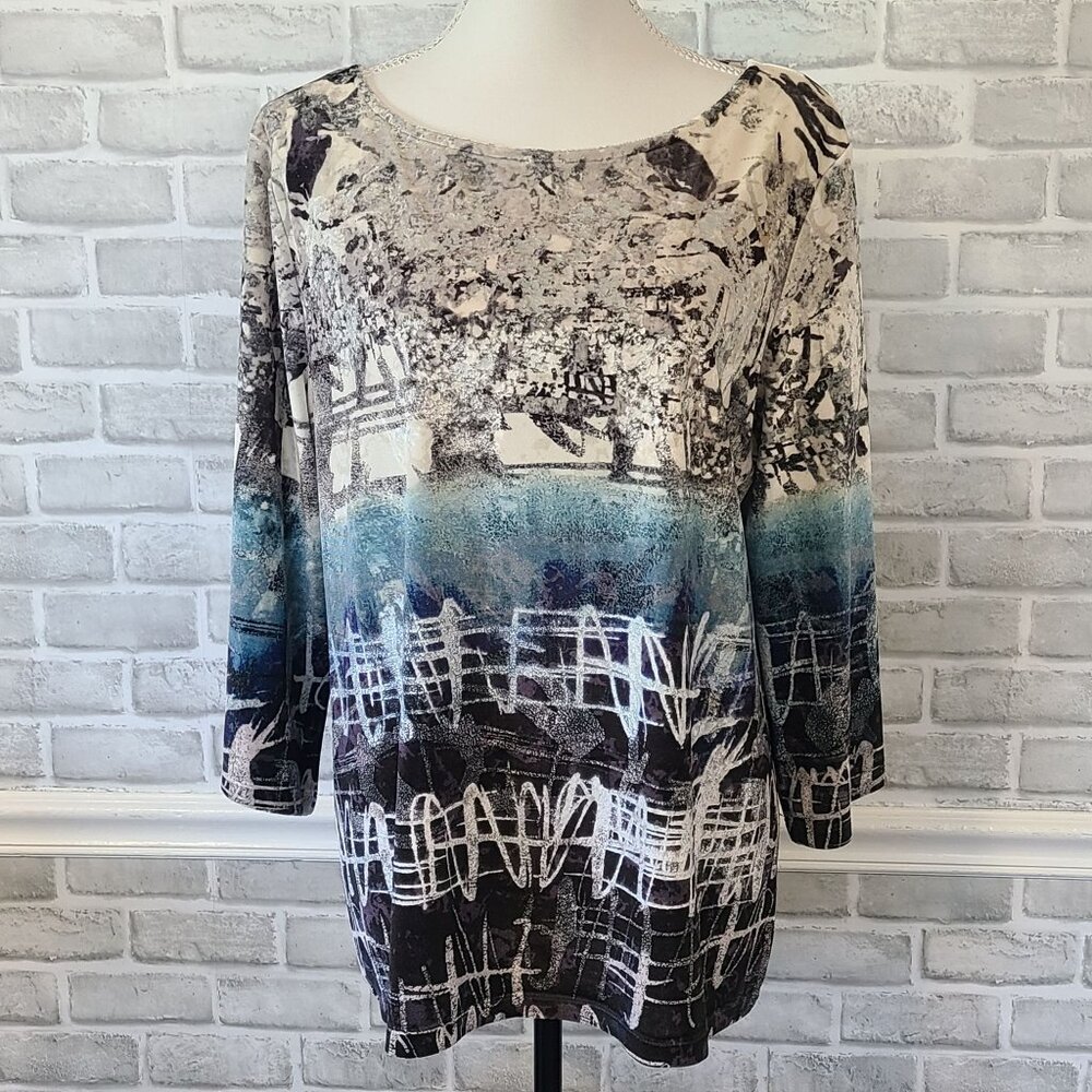 Vintage Chico's Velour Pullover Tunic Top Made in USA Art to Wear Dopamine 2